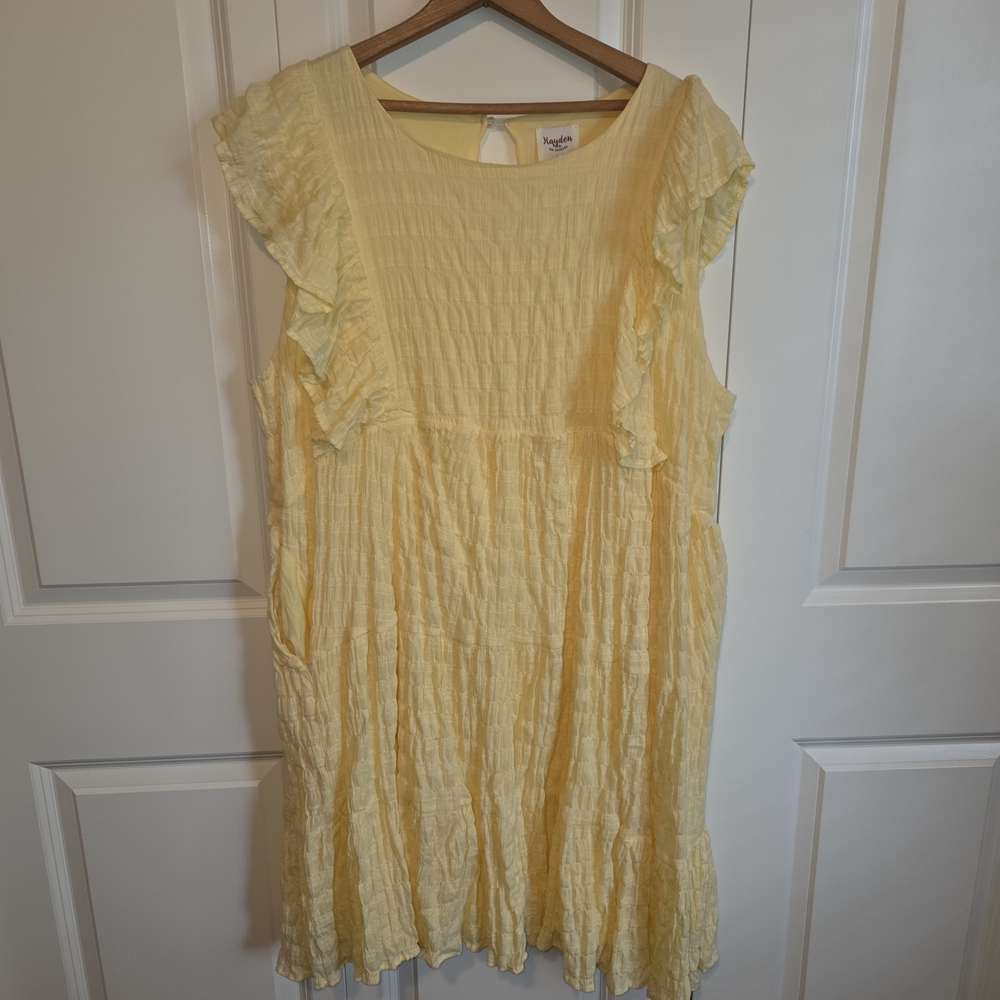 Hayden Yellow Dress Plus Size 2x Tiered Ruffled Lined